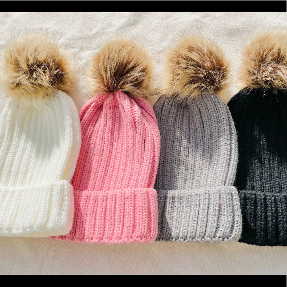 Knit Winter Hats with Pom